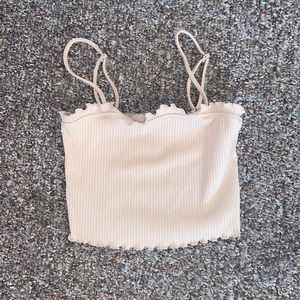 Tan flare cropped tank top